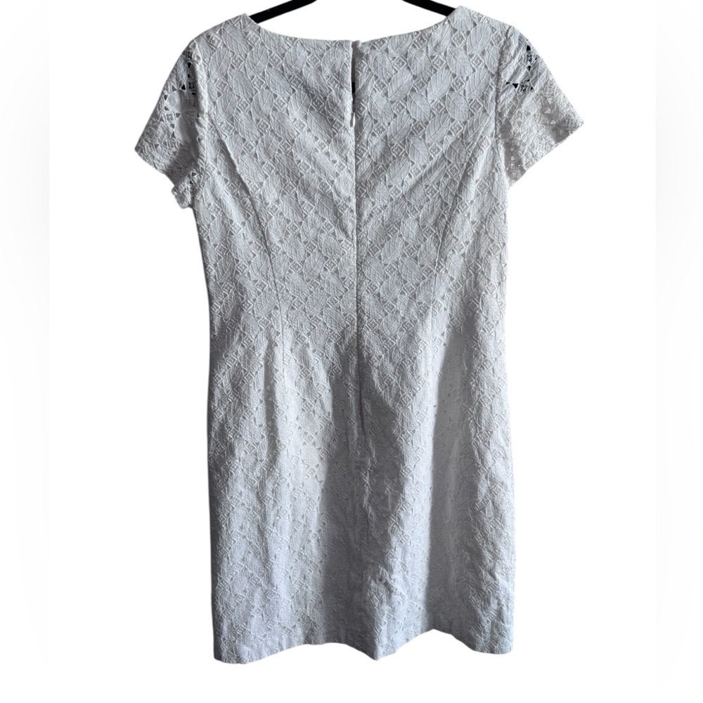 Talbots Petites White Lace Short Sleeve Sheath Dress 10P - Picture 2 of 6